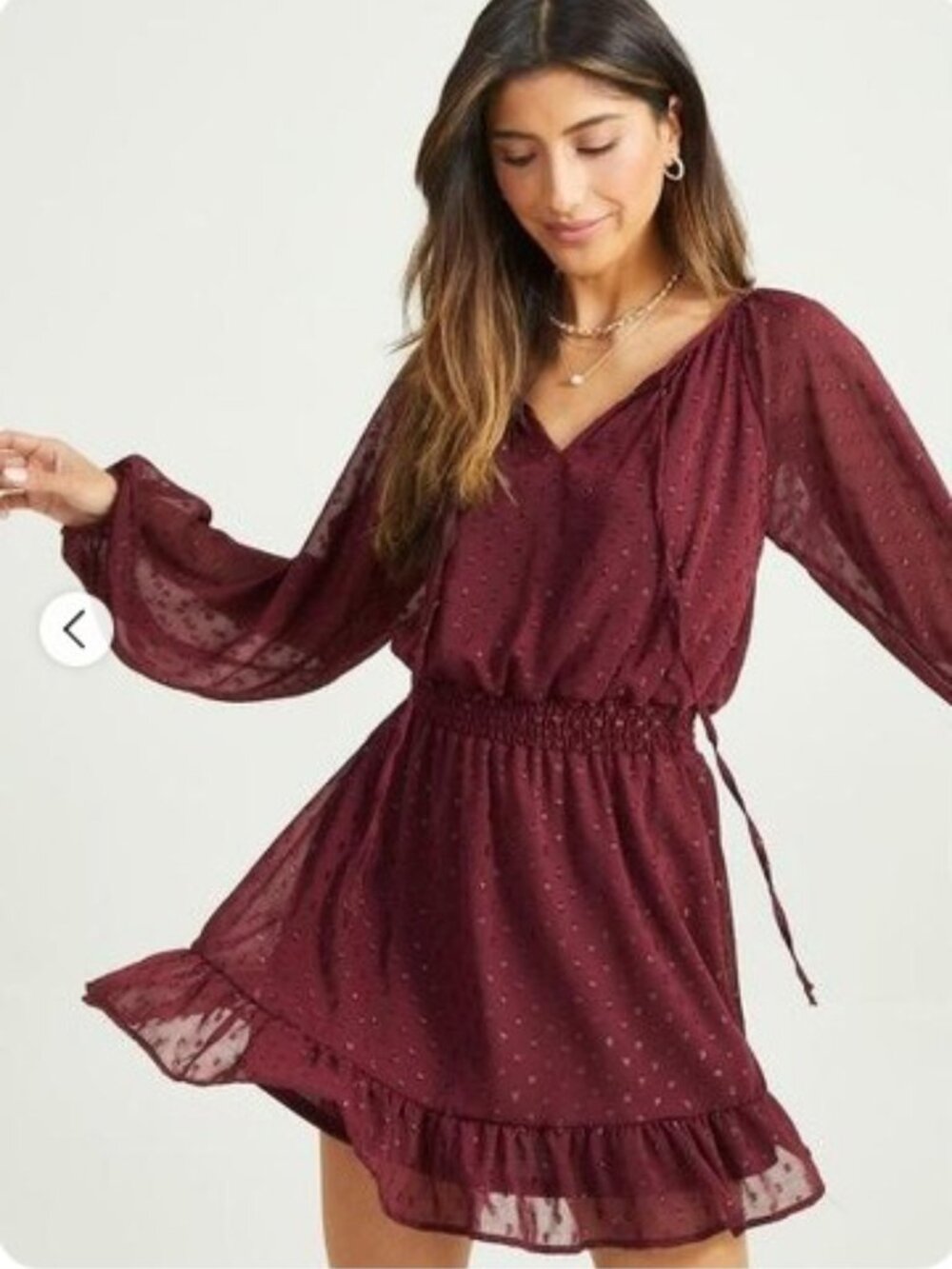 Altar'd State Burgundy Swiss Dot Dress XS